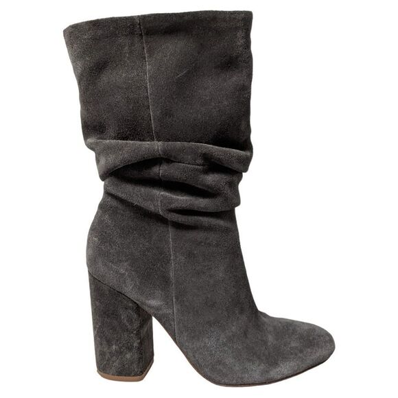 SPLENDID Phyllis Gray Suede Leather Mid-Calf High Heel Boots 7.5 - Picture 1 of 11